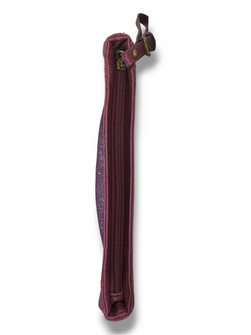Shiraleah Purple Leather Rounded Zip Hobo Wristlet Bag
